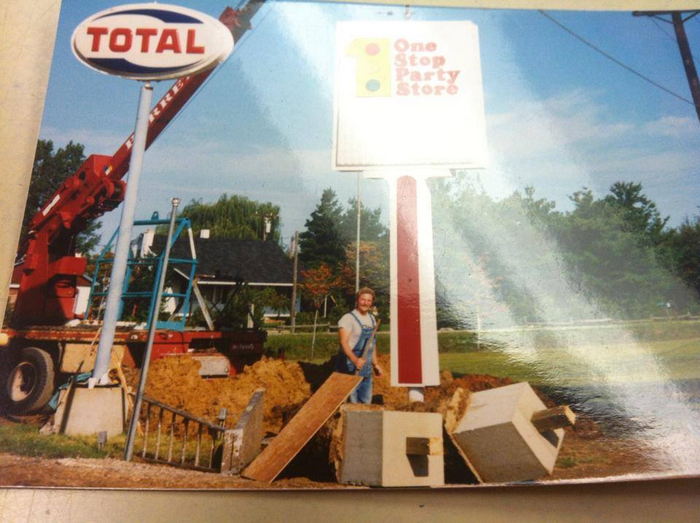 One Stop Party Store - The Sign Going Up - Probably 1970S
